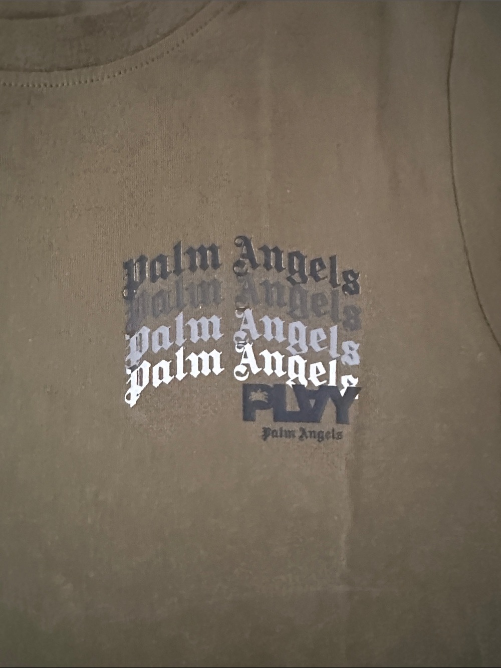 Palm Angels Olive Green Short Sleeve Logo Tee - Picture 2 of 4